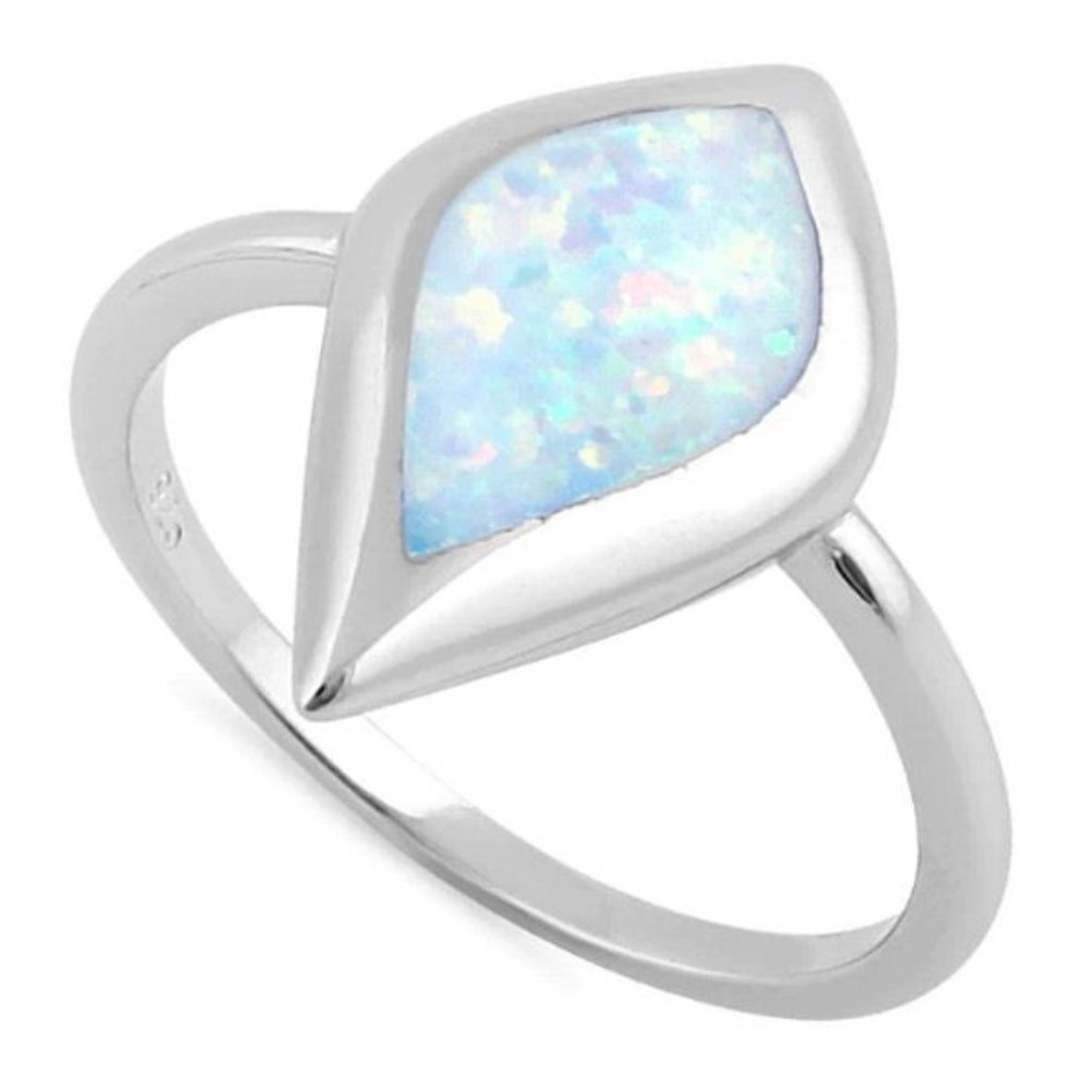 Mystic Shape White Fire Opal Ring .925 Sterling Silver Women's - Picture 13 of 16